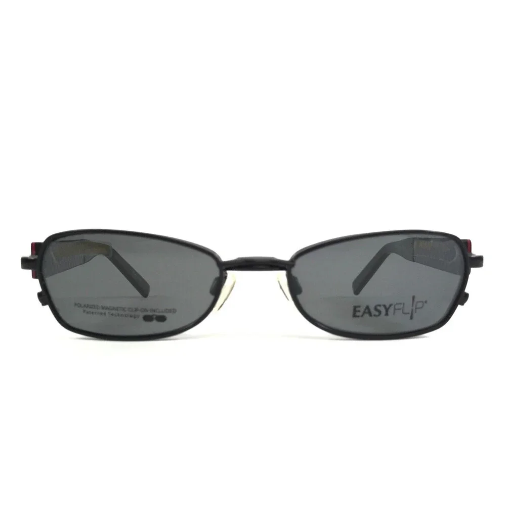 Easyflip Eyeglasses Frames MOD O1075 80 Black Purple with Clip Ons 49-17-135